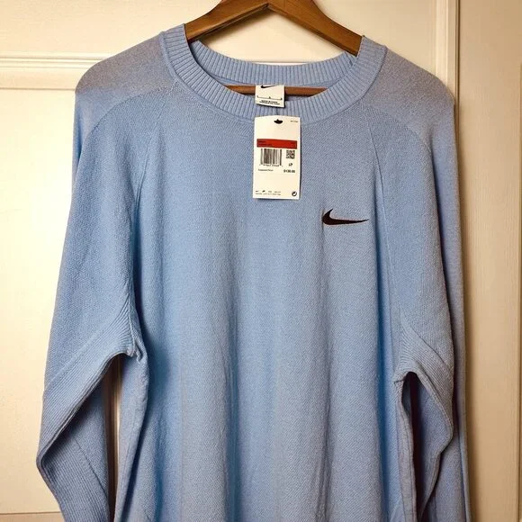 Nike Tour Men's Golf Sweater Pullover Blue/Black Size Large Dry-Fit Crewneck NWT